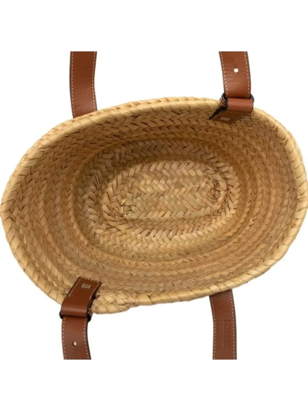 Loewe Basket Bag Small Handbag Bag Natural Brown Raffia Leather